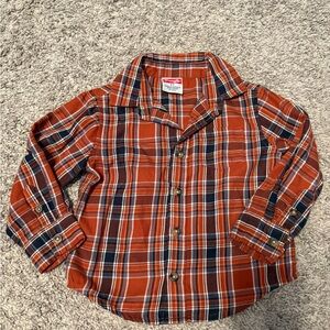 Wrangler Kids Orange and Blue Plaid Button-Down Shirt
